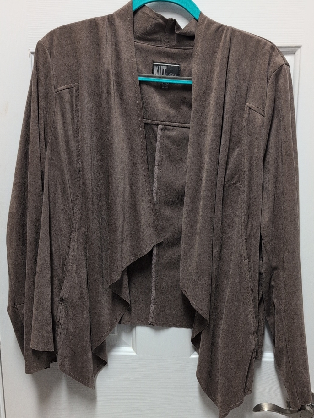 Kut from the Kloth Taupe Draped Open-Front Jacket